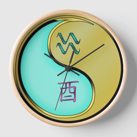 水瓶座と金属の酉 壁時計 (正面)
