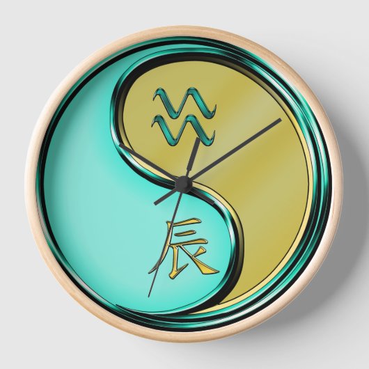 水瓶座と金属の龍 壁時計 (正面)