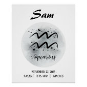 水瓶座のカスタマイズされた名前のポスター ポスター (正面)