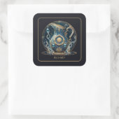 水瓶座のセレスティアルウォーターベアラー 星座 ブラックゴールド スクエアシール (バッグ)