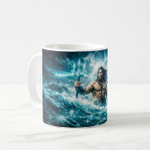 水瓶座のトライデント戦士の嵐の海 コーヒーマグカップ (正面左)