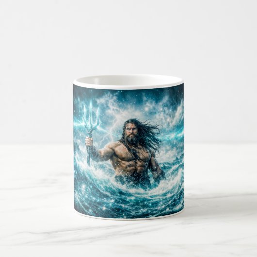 水瓶座のトライデント戦士の嵐の海 コーヒーマグカップ (中央)