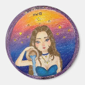 水瓶座の占星術の少女が青い星空の下にいる マグネット (正面)