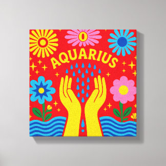 水瓶座の壁画キャンバスプリント - カラフルなA キャンバスプリント