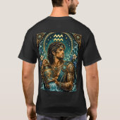 水瓶座の天体男性風デザイン Tシャツ (裏面)