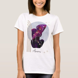 水瓶座の女性用ブルー+パープルデザイン Tシャツ