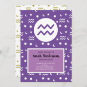 水瓶座の星座カラー招待状テンプレート 招待状 (正面/裏面)