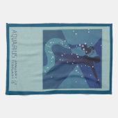 水瓶座の星座、ヴィンテージ占星術 キッチンタオル (横)