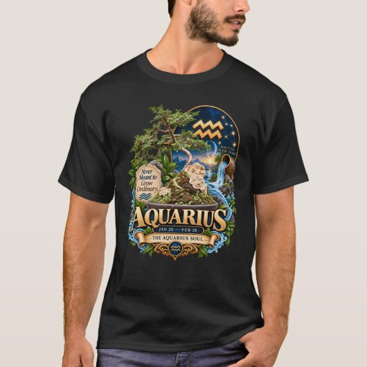 水瓶座の盆栽アート Tシャツ (正面)