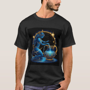水瓶座の美しいデジタルイラスト Tシャツ