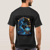 水瓶座の美しいデジタルイラスト Tシャツ (裏面)
