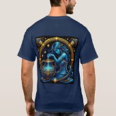 水瓶座の美しいデジタルイラスト Tシャツ (裏面)
