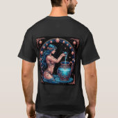 水瓶座の美しいデジタルイラスト Tシャツ (裏面)