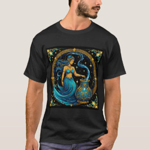 水瓶座の美しいデジタルイラスト Tシャツ