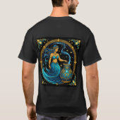 水瓶座の美しいデジタルイラスト Tシャツ (裏面)