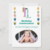 水瓶座の1歳の誕生日記念写真　印象派　ゴールド 招待状 (正面)