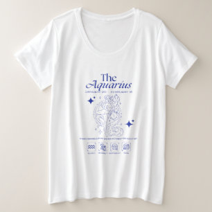 水瓶座オリジナルアストロジーラインアート プラスサイズTシャツ