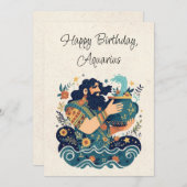 水瓶座・みずがめ座の誕生日カード フラットカード (正面/裏面)