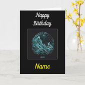 水瓶座 占星術 星 デザイン 誕生日カード カード (黄色い花)