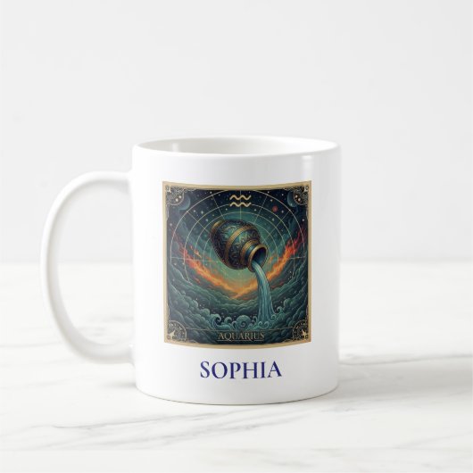 水瓶座 青い天の星座 コーヒーマグカップ (左)