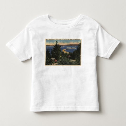 水生公園遊歩道及び桟橋の眺め トドラーTシャツ (正面)