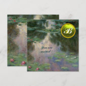 水生植物 / イエロー宝石のイニシャル 招待状 (正面/裏面)