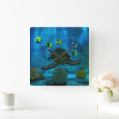 水生浅瀬 スクエア壁時計 (ホーム)