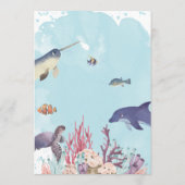 水生海洋動物の誕生日招待状 招待状 (裏面)