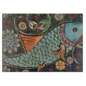 水生生命芸術的な東洋のセラミックタイル カッティングボード (正面)