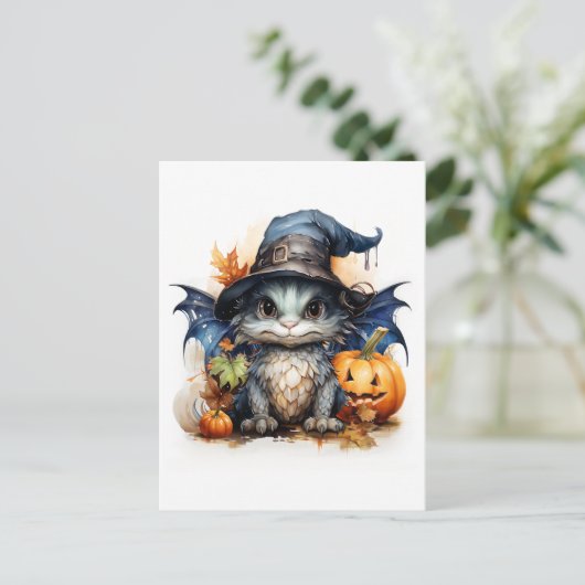 水男女兼用パーソナライズされた色ベビー竜 ポストカード (スタンド正面)