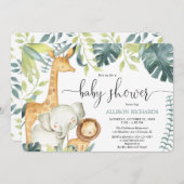 水男女兼用色サファリのジャングル動物 招待状 (正面/裏面)