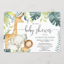 水男女兼用色サファリのジャングル動物 招待状
