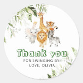 水男女兼用色サファリ誕生日パーティー ラウンドシール (正面)