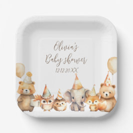 水男女兼用色動物の赤ちゃんシャワー ペーパープレート