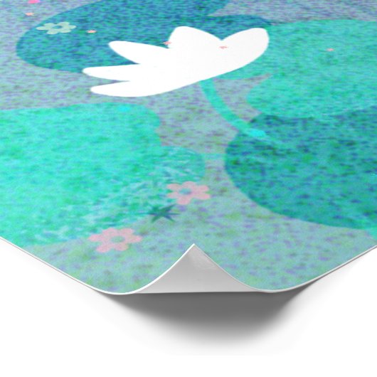 水百合の子供たちのイラストレーションで休んでいる人魚 ポスター (角)