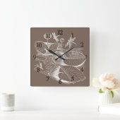 水百合の茶色 スクエア壁時計 (ホーム)