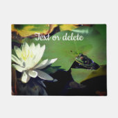 水百合を称賛するカエルパーソナライズされた ドアマット (正面)