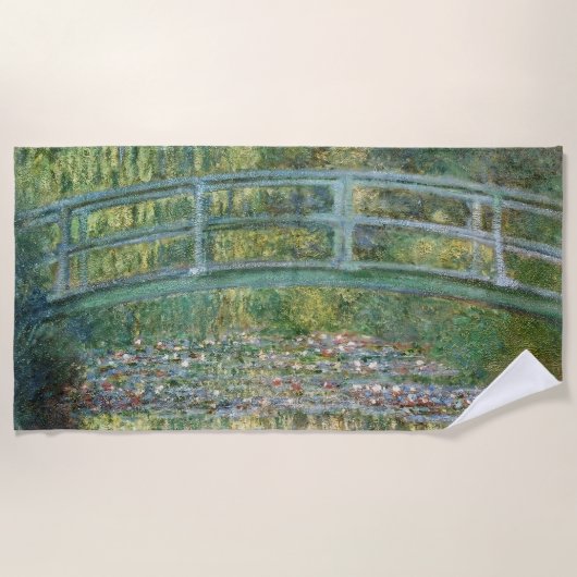 水百合池 | ヴィンテージフランスの絵を描の ビーチタオル (正面)