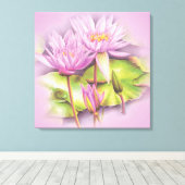 水百合紫色の花フローラキャンバス印刷 キャンバスプリント (インサイチュ (ウッドフロア))