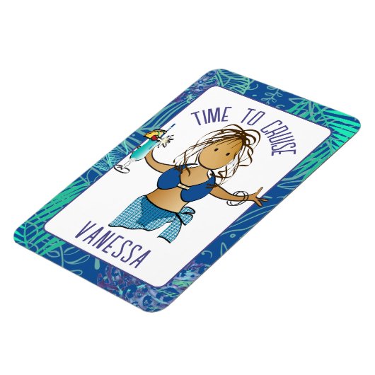 水着おもしろいクルーズキャビンの漫画のエスニックレディ マグネット (左側)