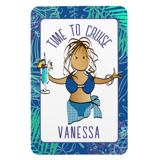 水着おもしろいクルーズキャビンの漫画のエスニックレディ マグネット (縦)