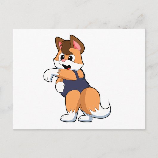 水着で泳ぐキツネ ポストカード (正面)