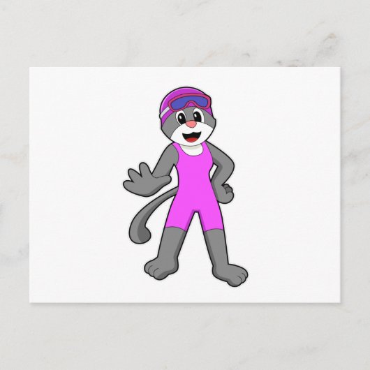 水着で泳ぐ猫 ポストカード (正面)