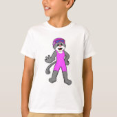 水着で泳ぐ猫 Tシャツ (正面)