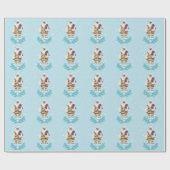 水着にホッキョクグマ冬の雪の結晶ブルー ラッピングペーパー (フラット)