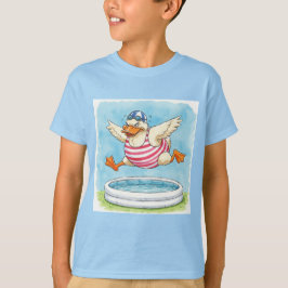 水着に身を包んだプールストライプのに飛び込む Tシャツ