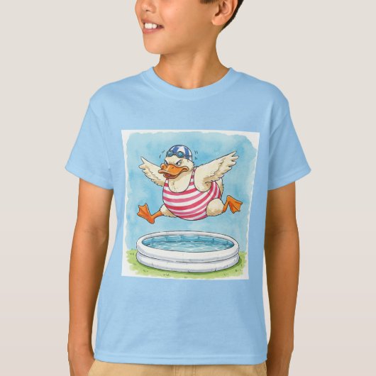 水着に身を包んだプールストライプのに飛び込む Tシャツ (正面)