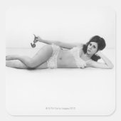 水着の女性 スクエアシール (正面)