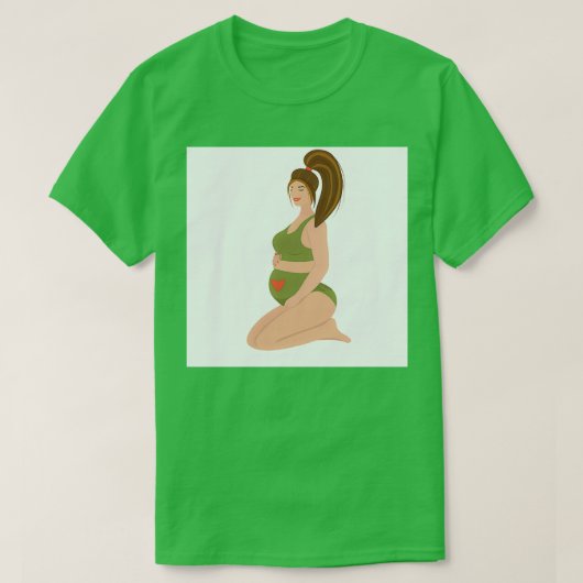 水着の妊婦イラストレーション Tシャツ (デザイン正面)