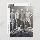 水着の真剣な若者ヴィンテージ写真 ポストカード (正面/裏面)